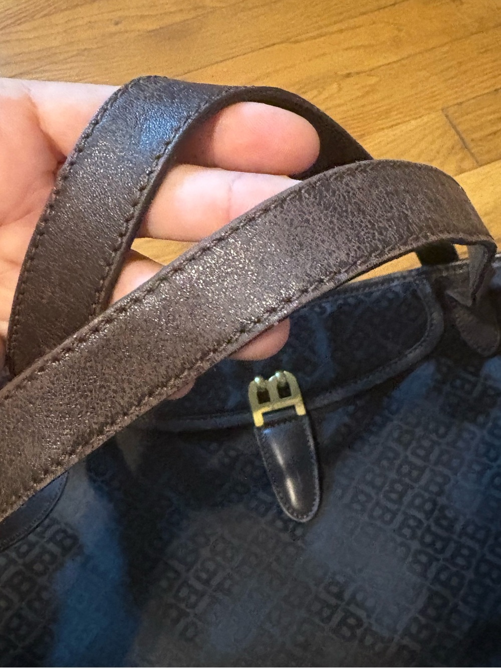 Bally Black Shoulder Tote with Gold Buckle - Picture 9 of 12